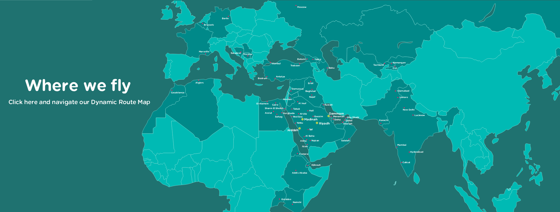 Route map: Nairobi to Dubai